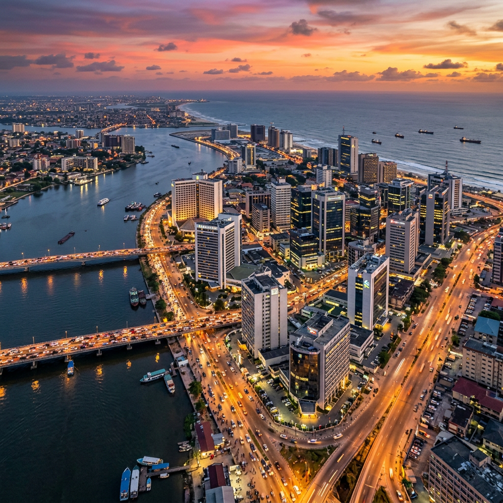 Lagos Nigeria city skyline for UK to Nigeria cargo shipping