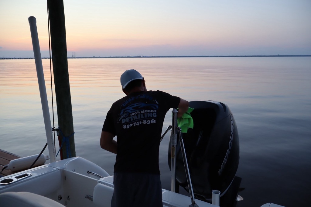 Marine detailing service at sunset