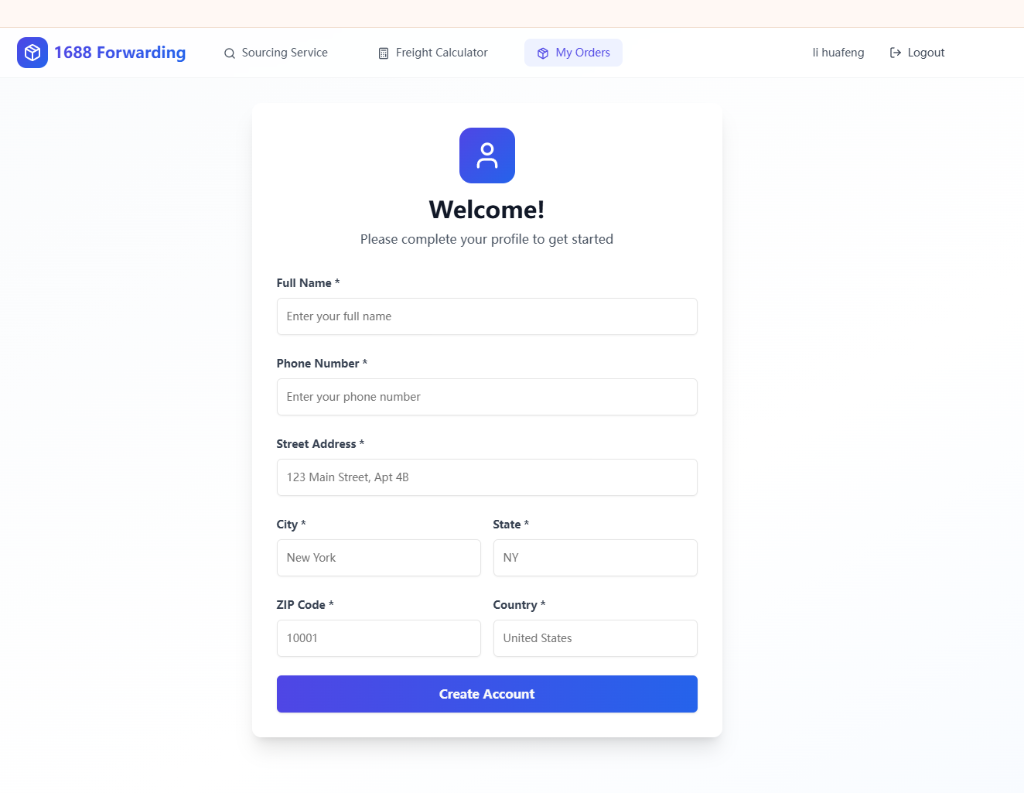 Create Your Shipping Account