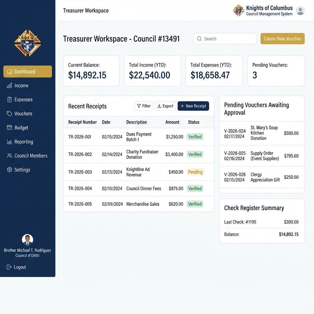 Treasurer Workspace preview