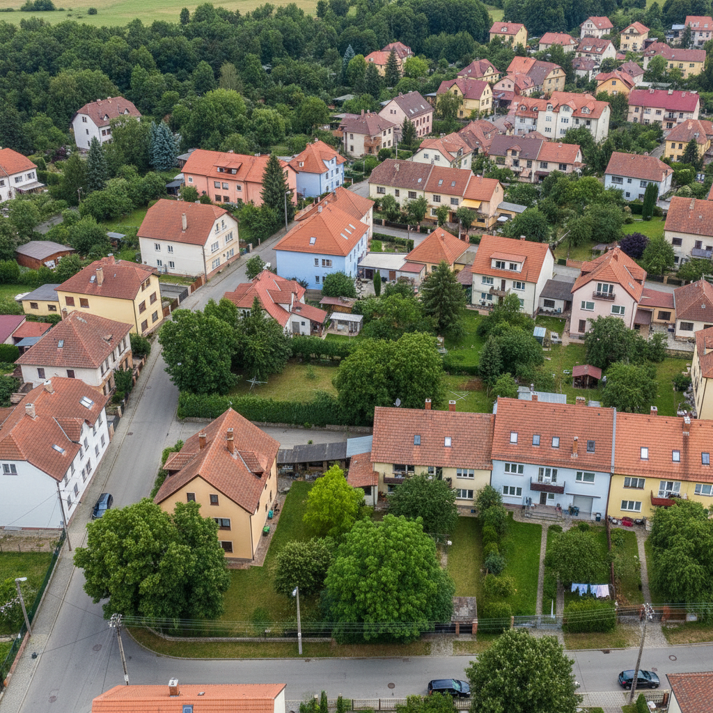 Letecký pohled – zástavba