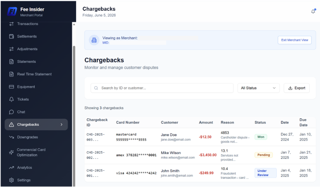 Every Chargeback. Tracked and Managed.
