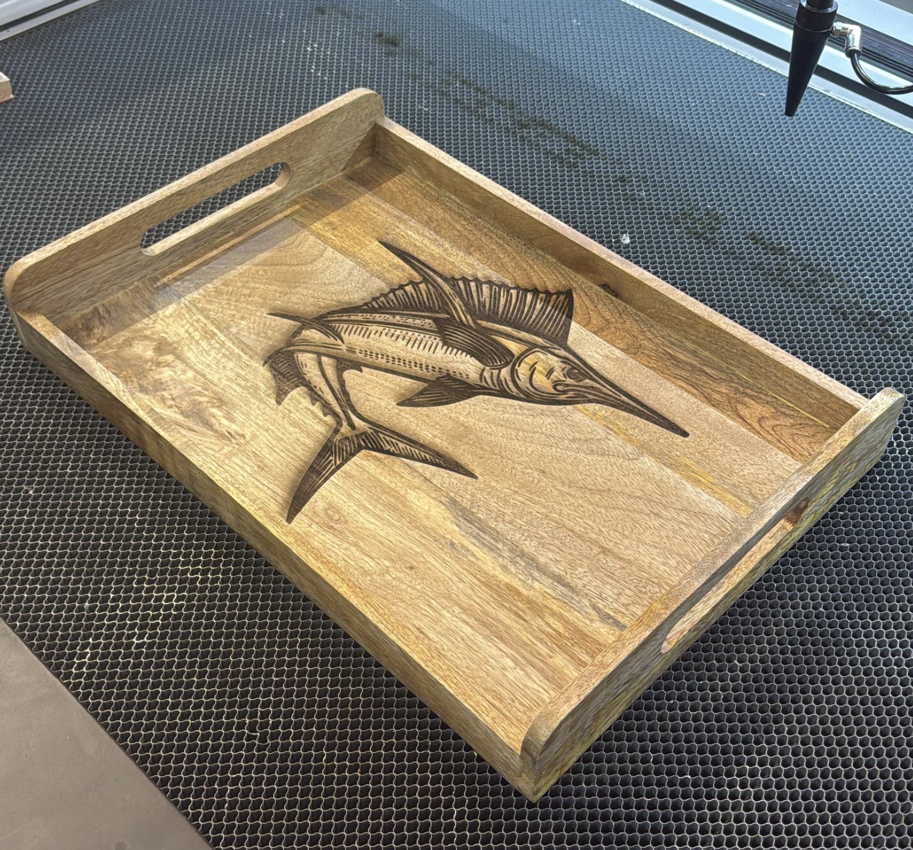Custom Laser-Engraved Bamboo Cutting Board (15×7") with Handle