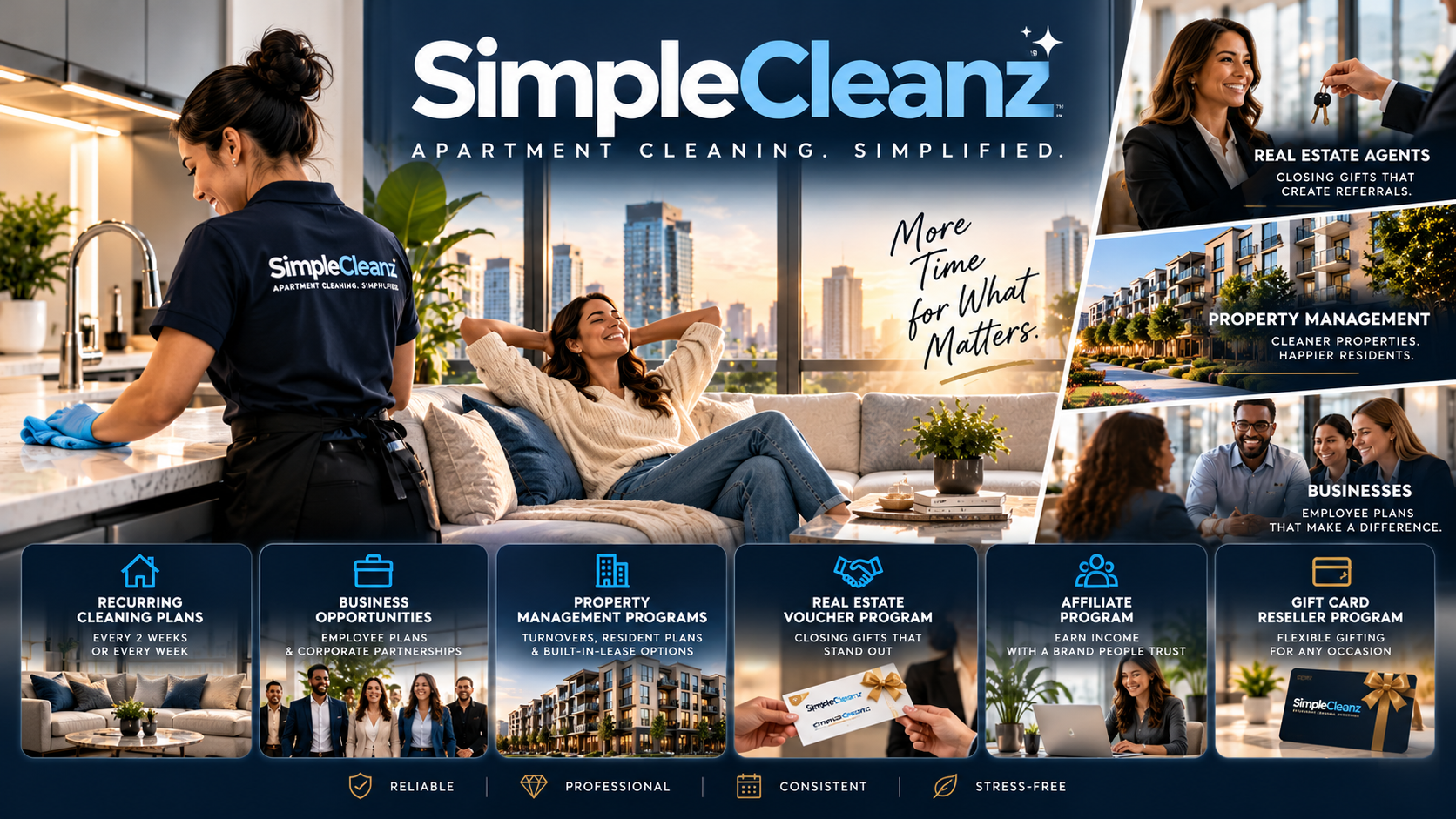 More Time for What Matters — SimpleCleanz professional cleaning, real estate, property management and business solutions