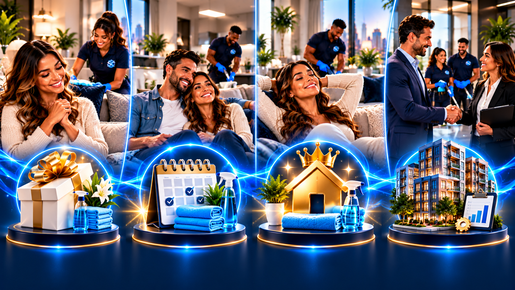 SimpleCleanz reward formats — cleaning gifts, memberships, signature rewards, and custom enterprise partnerships