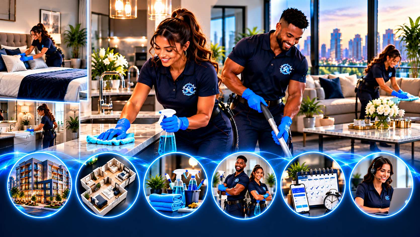 SimpleCleanz professional two-person cleaning team — apartments, condos, supplies, scheduling, and support