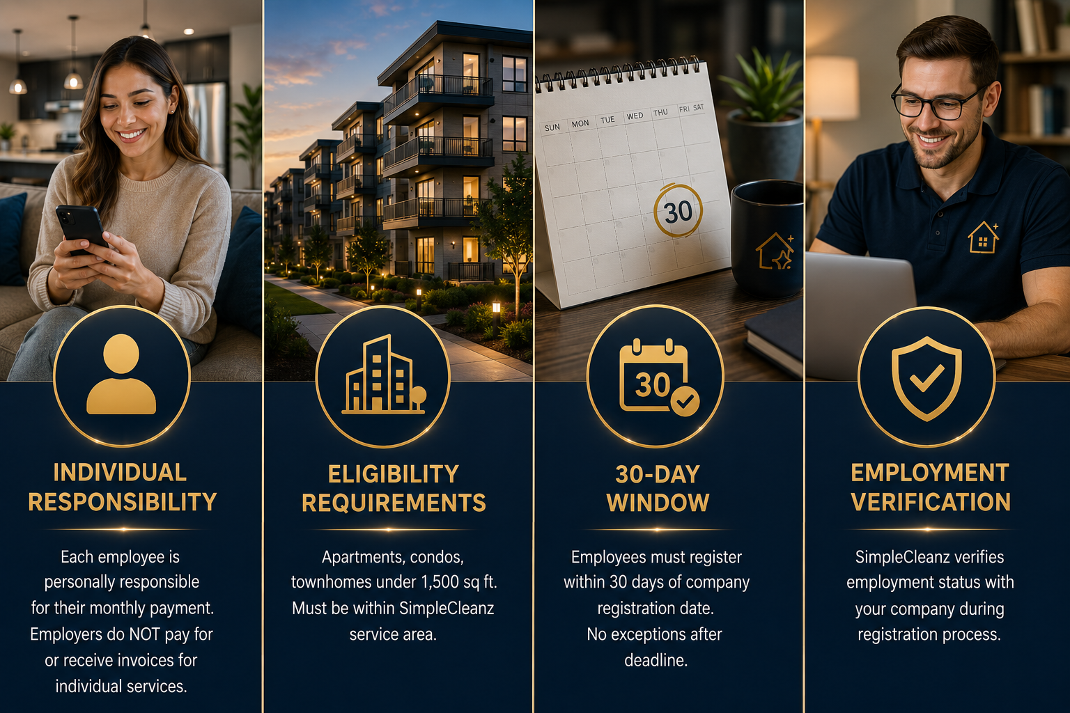 SimpleCleanz Corporate Employee Plan — Important Program Details
