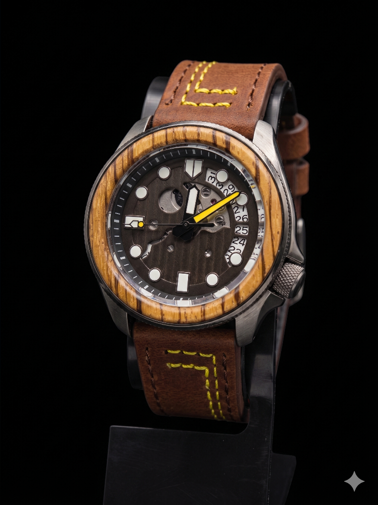 Wild Oak — Wood Bezel Field Diver