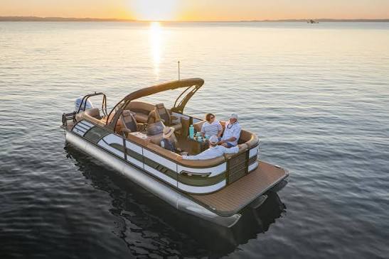 Pontoon boat at golden hour