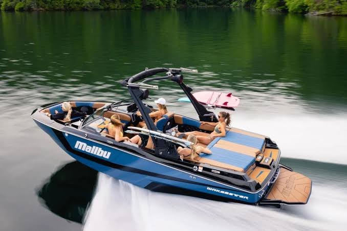 Malibu wake boat on the water