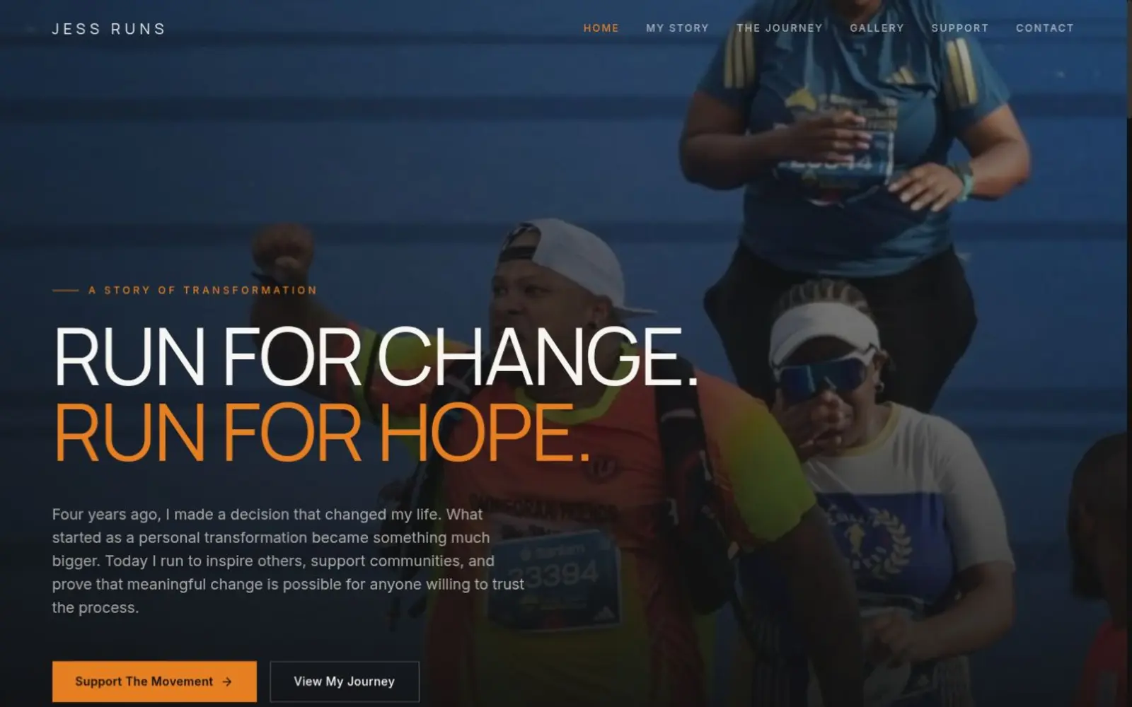 Jess Runs website homepage