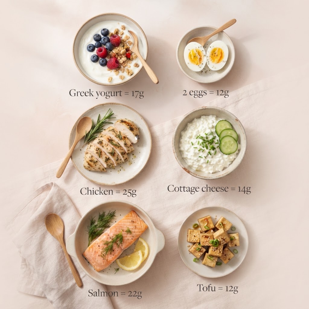 Examples of protein-rich foods and their approximate protein amounts