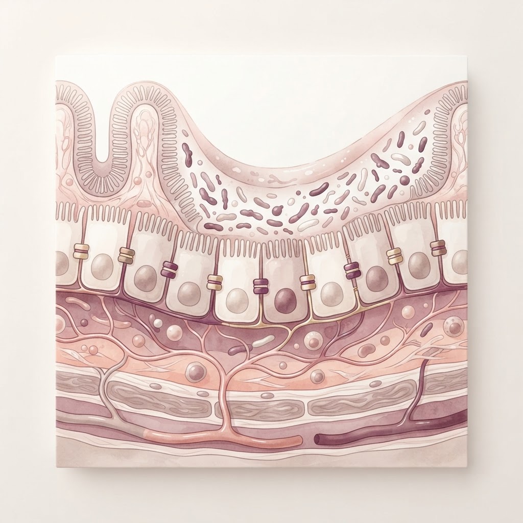 Editorial illustration of the intestinal lining