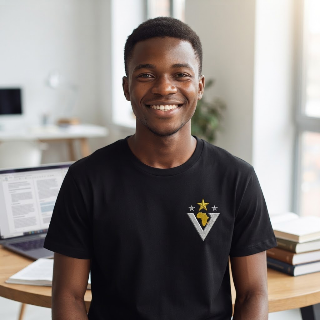 Étudiant burundais en T-shirt AfroCliq