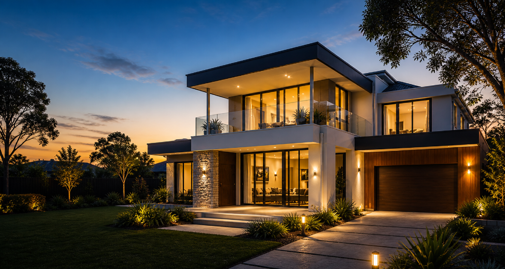 Modern Australian Home at Dusk