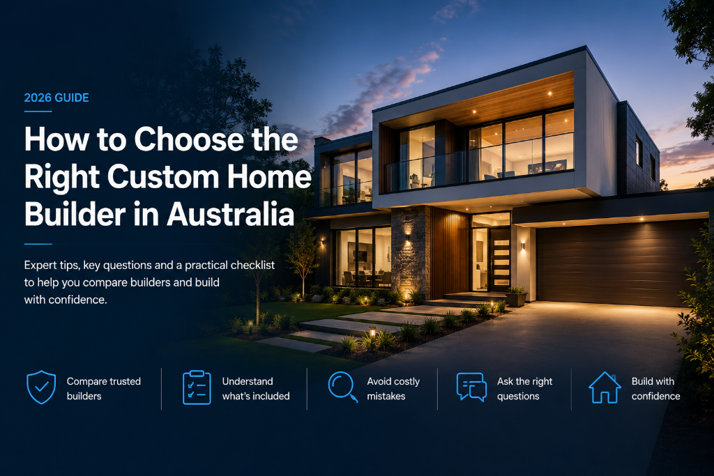 Modern luxury custom home in Australia featured in a guide on choosing the right custom home builder.