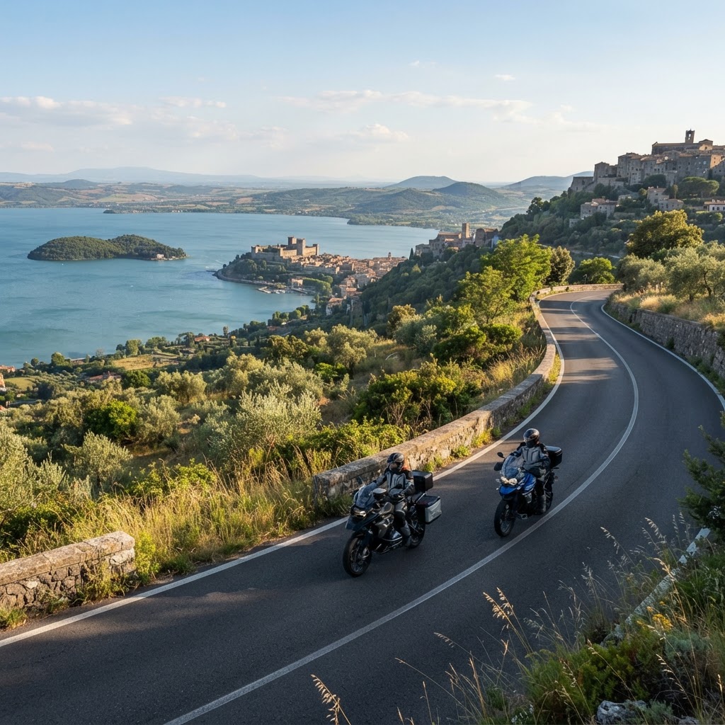 Curve dei Monti Volsini e del Periplo di Bolsena: da Montefiascone a Capodimonte e Gradoli in Moto