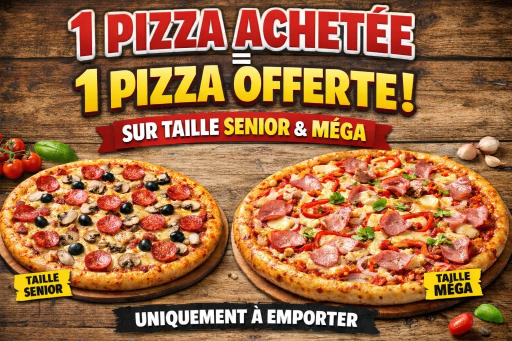 1 Pizza Achetée = 1 Pizza Offerte