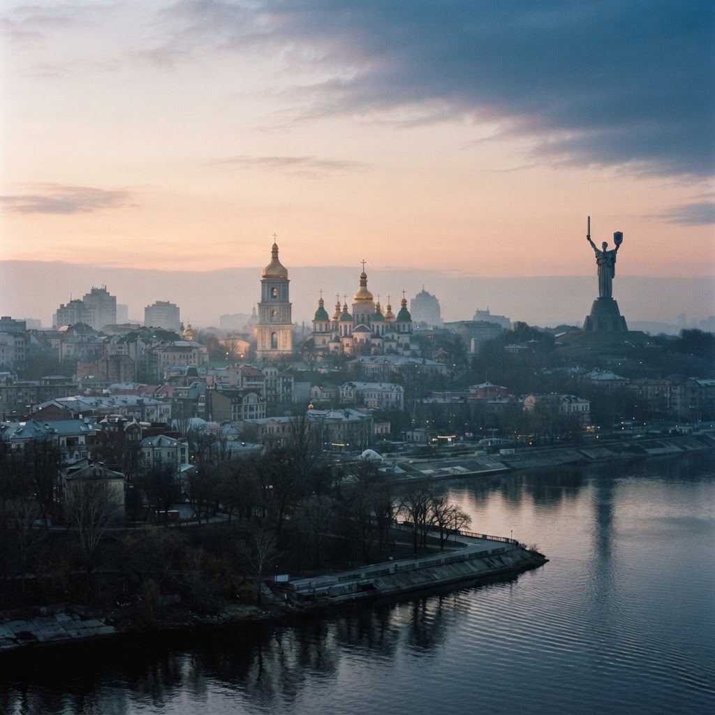 The Kyiv skyline at dawn