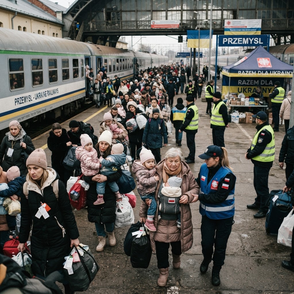 Refugee routes, aid convoys and fortified borders show how deeply the war now affects everyday life across the region.