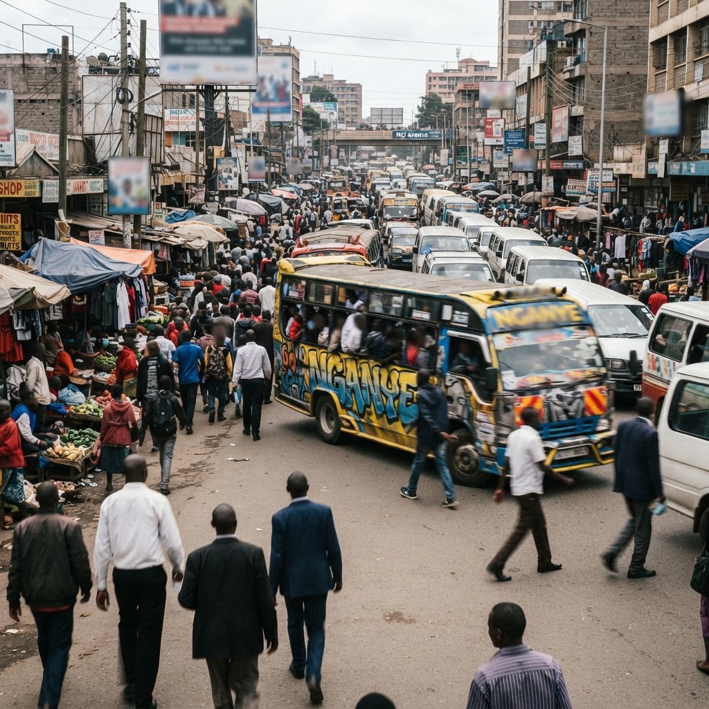 Busy Nairobi commercial street