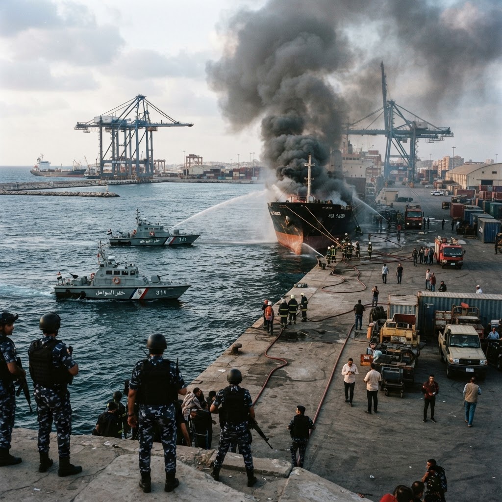 Egypt Damietta port security response scene