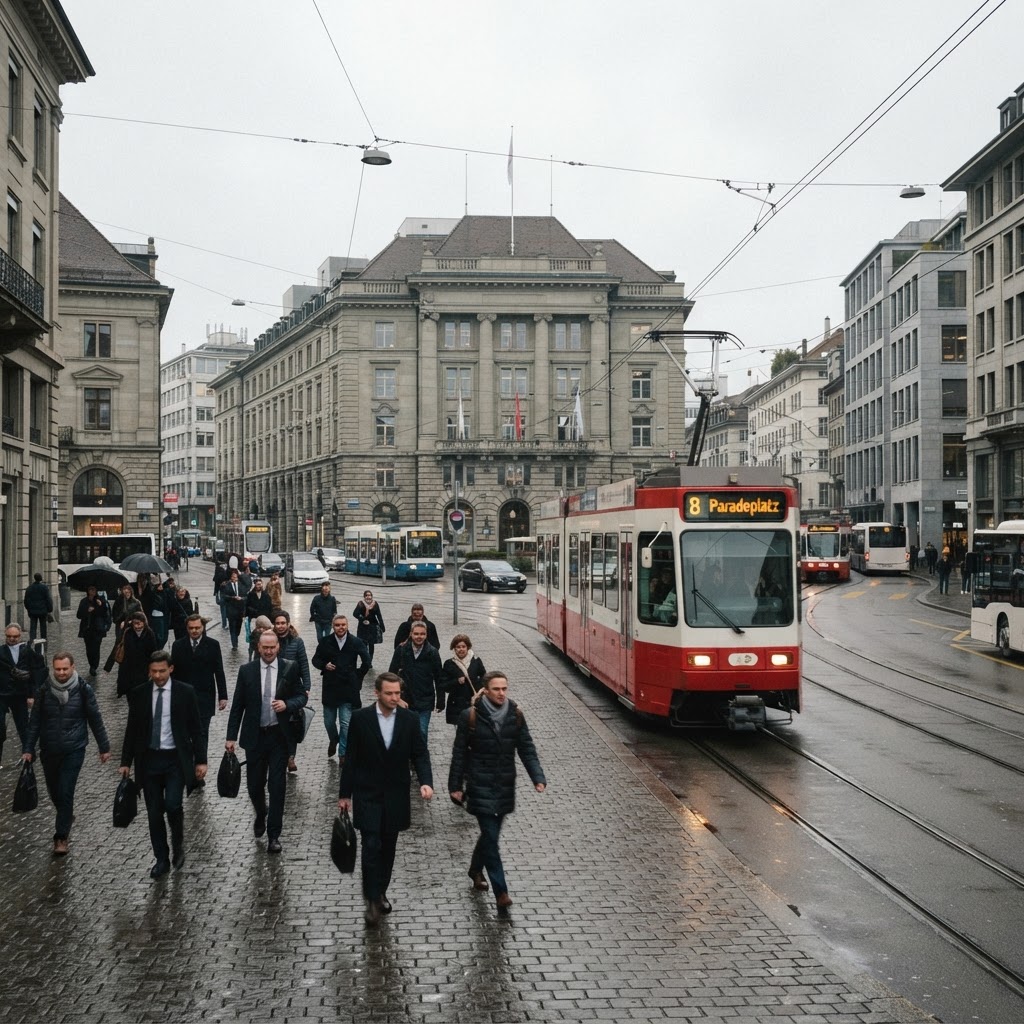 Zurich financial district and Swiss banking atmosphere