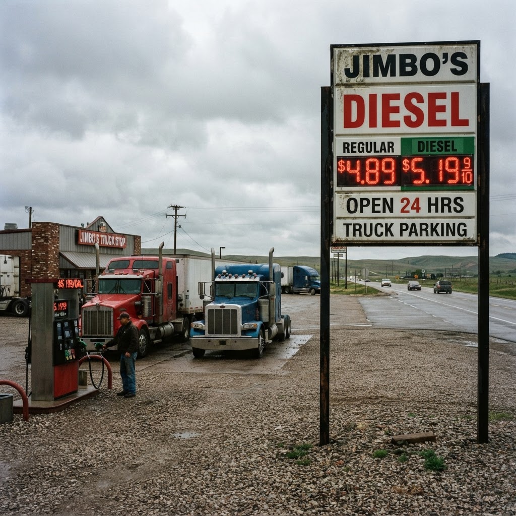 Diesel prices at a gas station