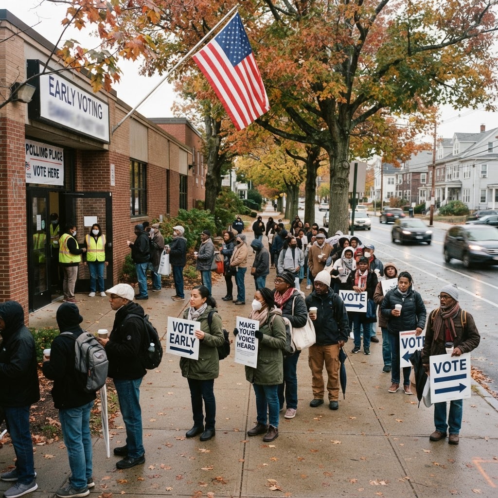 Voters lined up to vote