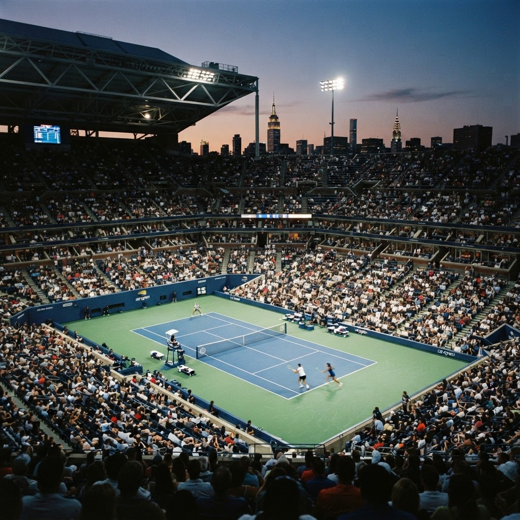Evening tennis at the US Open in New York