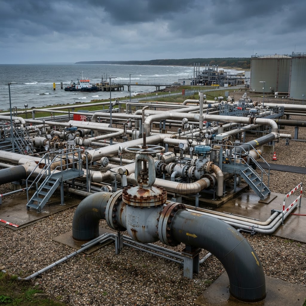 Gas pipeline infrastructure on the Baltic coast