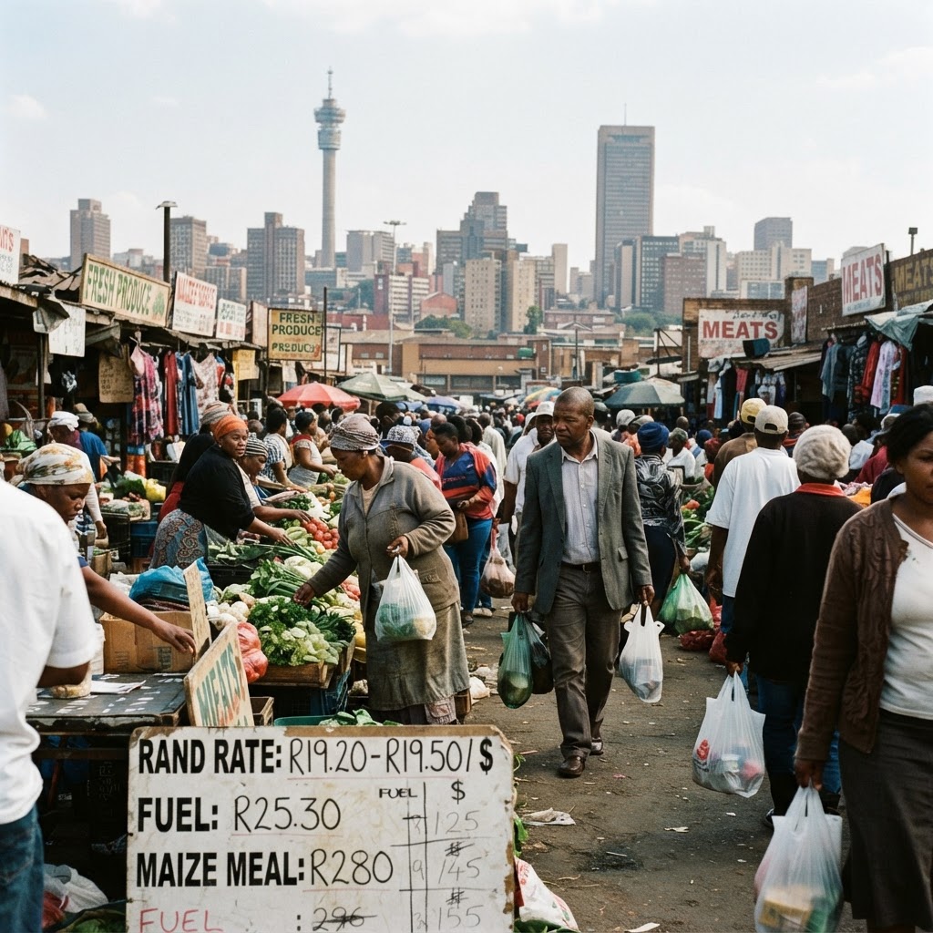 South Africa economic pressure scene in Johannesburg