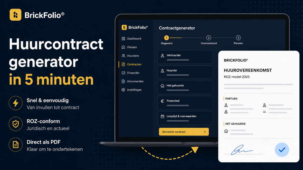Huurcontract opstellen in 5 minuten: zo werkt de BrickFolio contractgenerator
