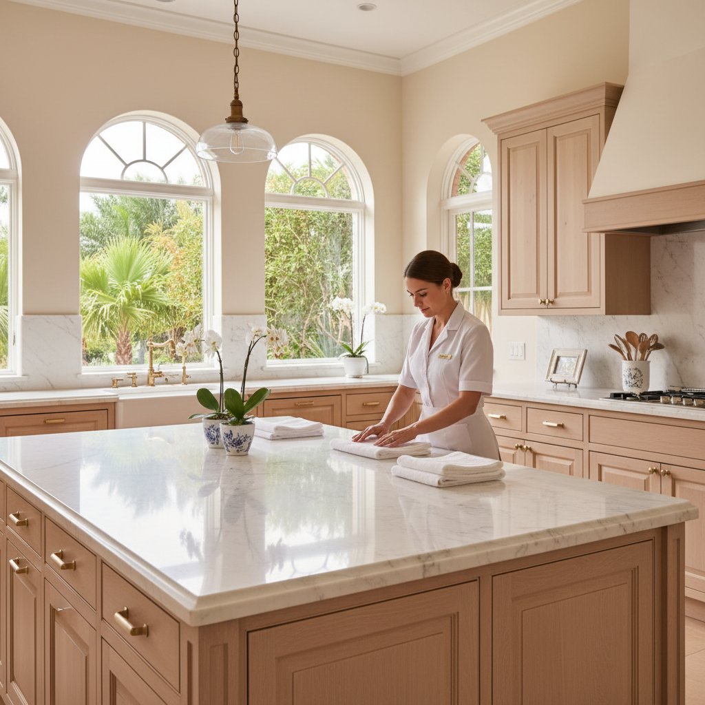 Professional housekeeper in a luxury Florida estate