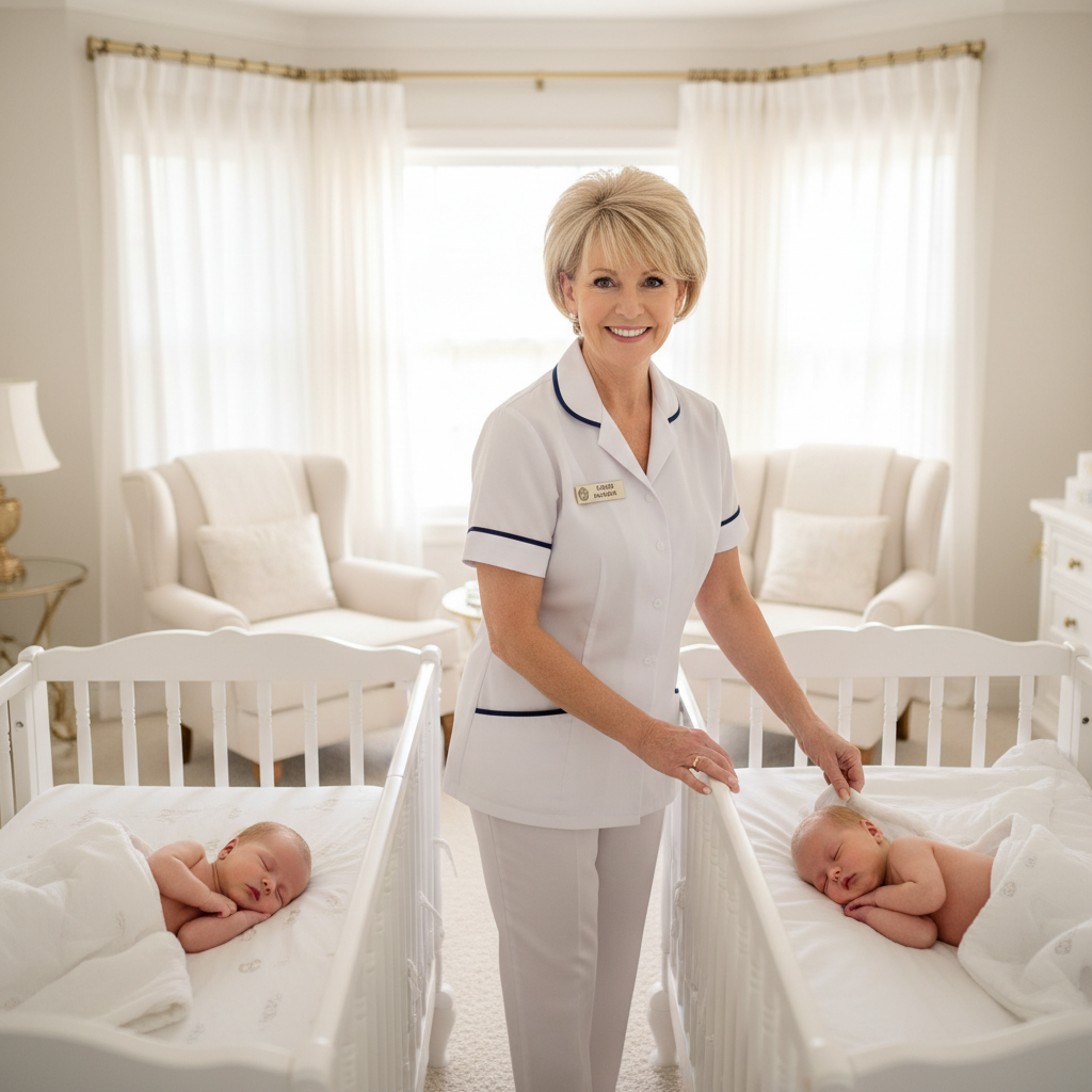 Professional Baby Nurse with Newborn Twins