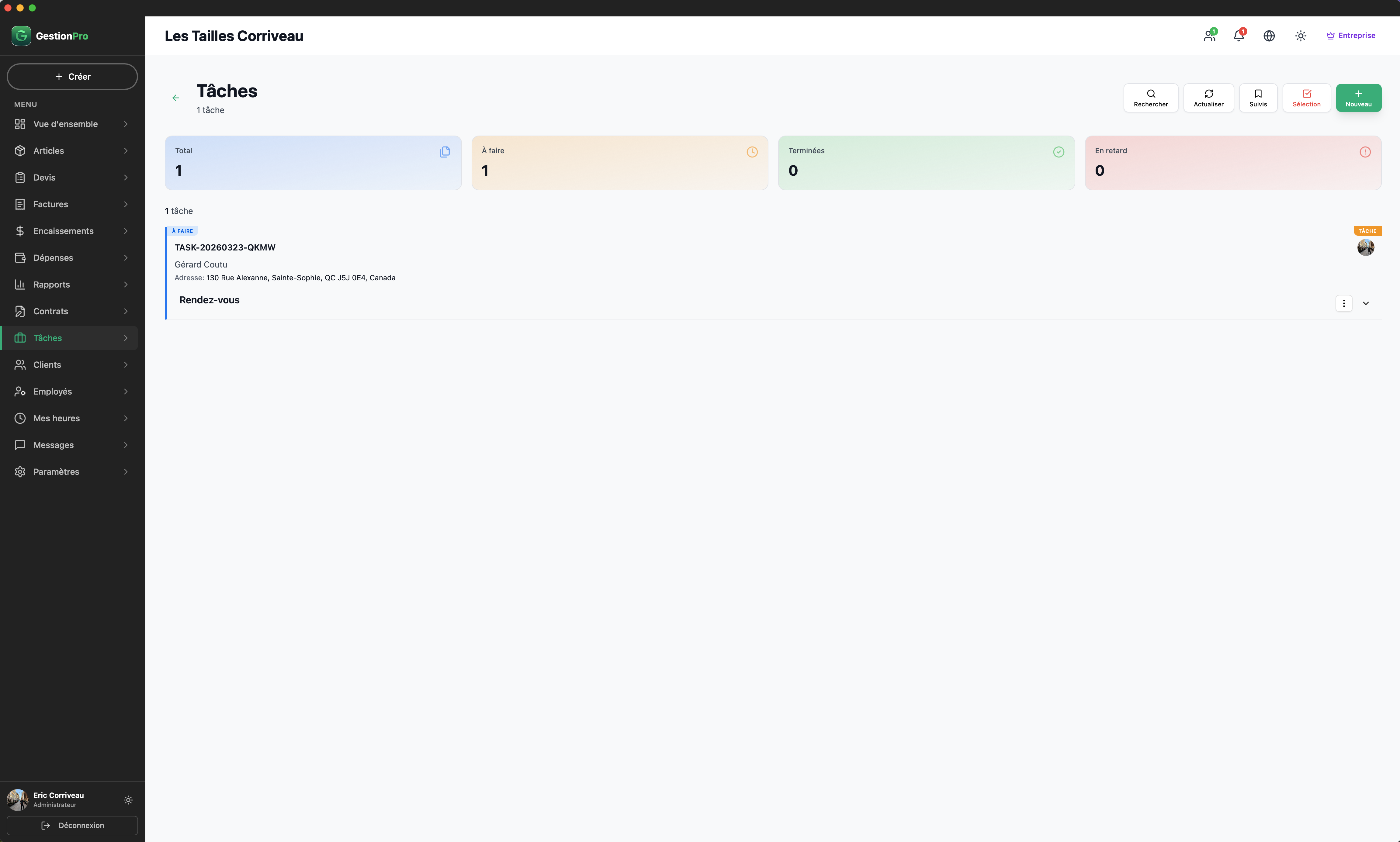 Module de tâches GestionPro