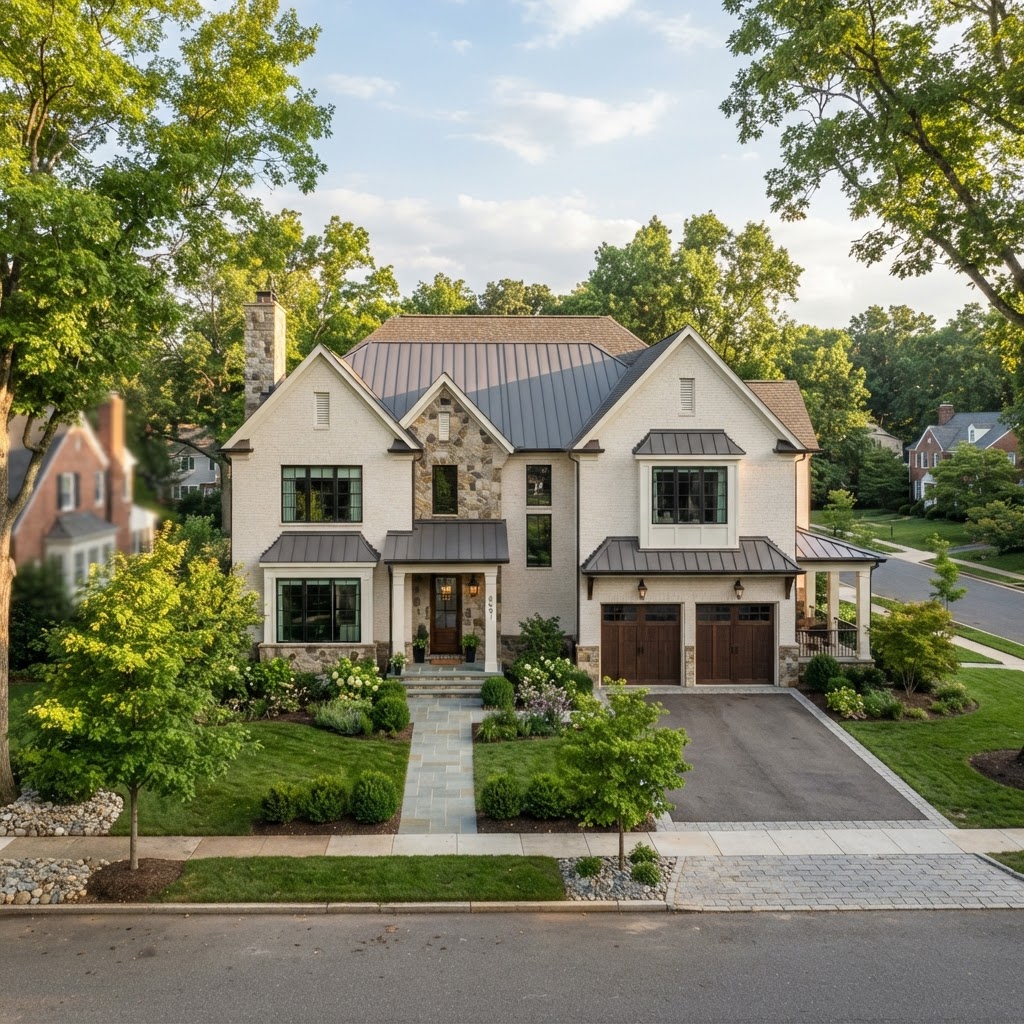 Finished contemporary home with landscaped outdoor living space