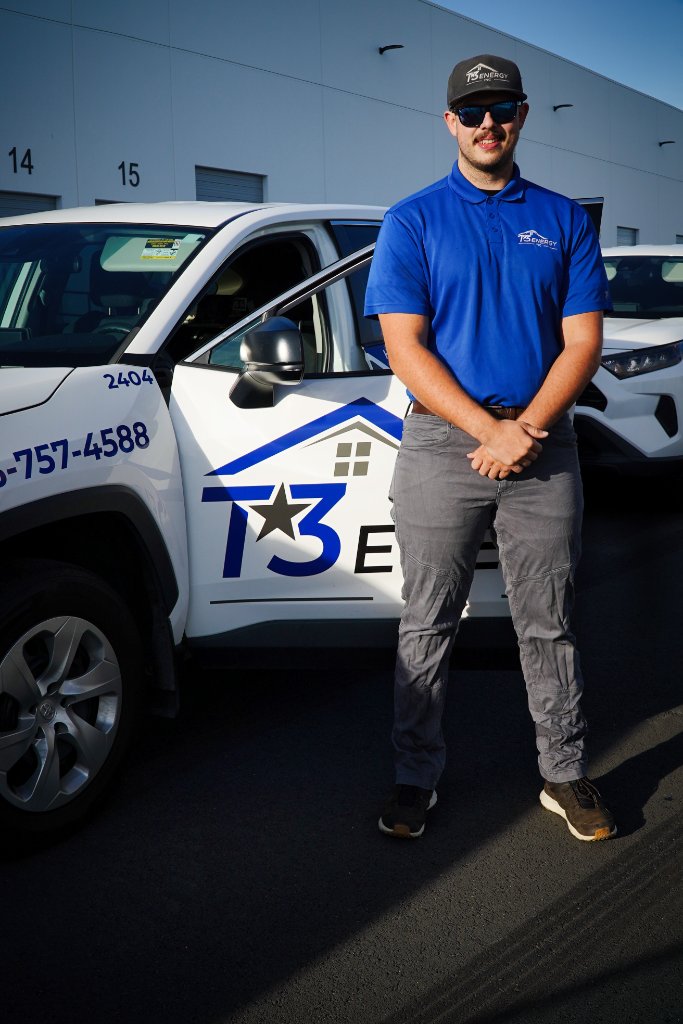 T3 Energy Inc. team member with company vehicle