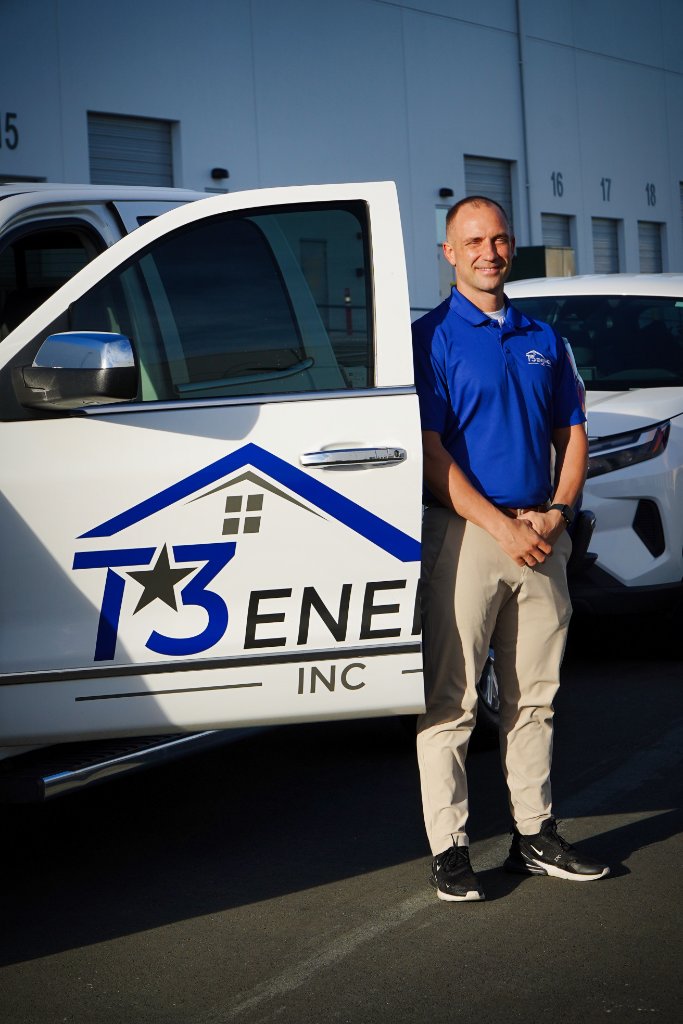 T3 Energy Inc. team member with company vehicle