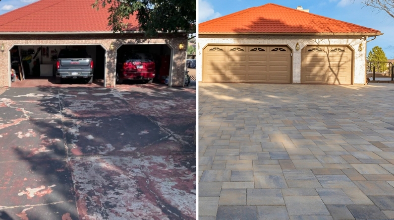 AI Concrete Visualization - Before and After Side by Side