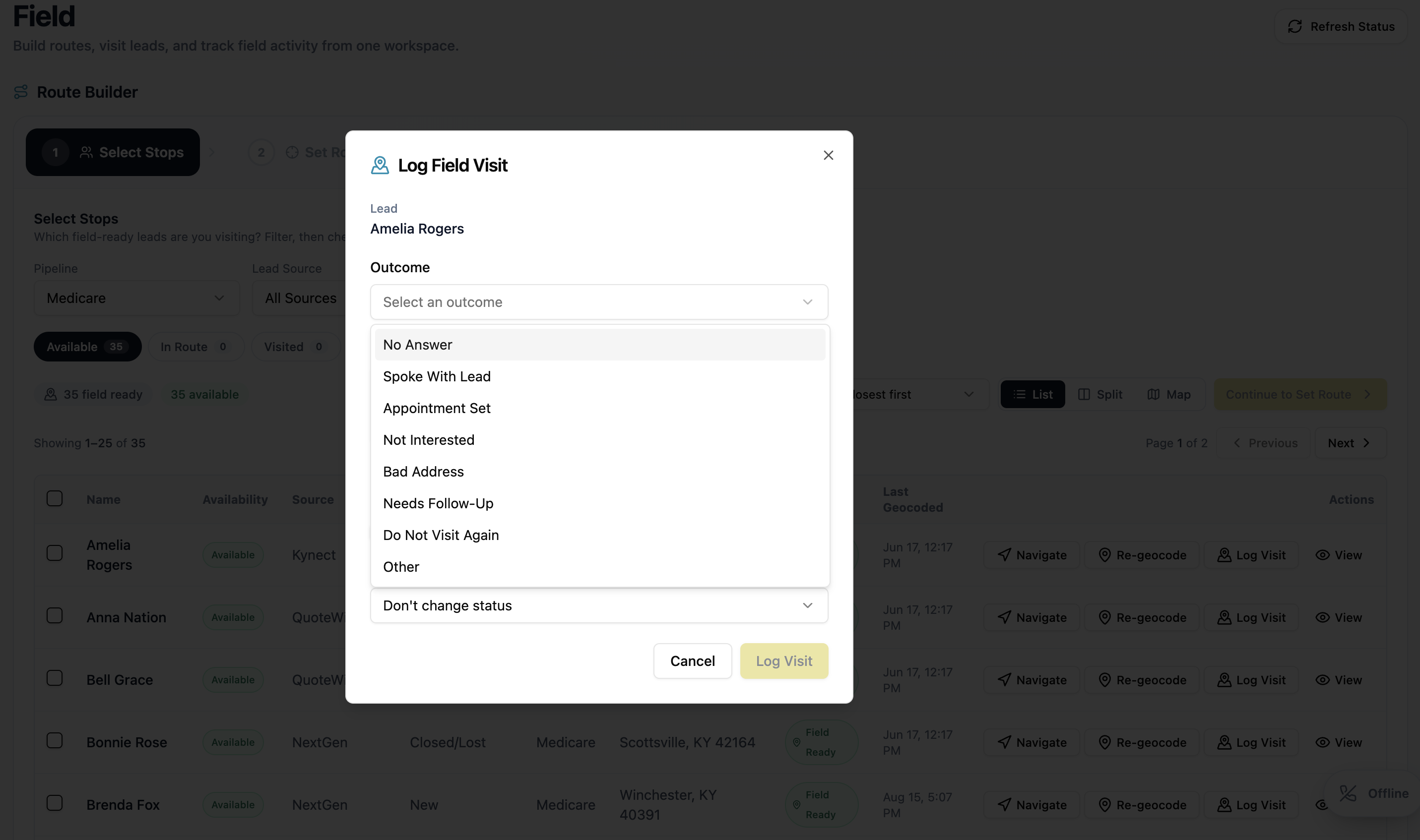 An optimized stop order ready to hand off to phone navigation for the drive