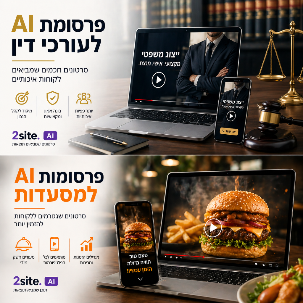 פרסומות AI למסעדות – סרטונים שמגדילים הזמנות ומלאים את המסעדה