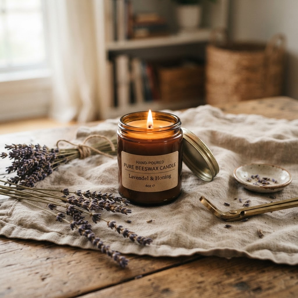 Hand-Poured Beeswax Candle