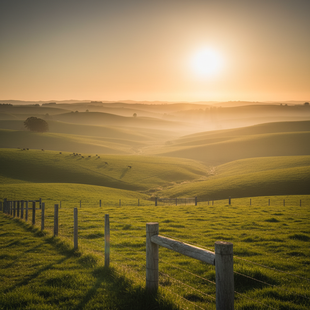 Australian farmland at golden hour