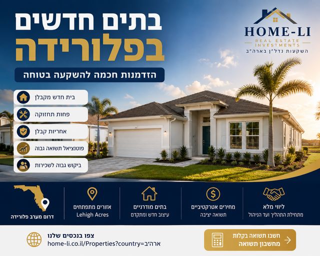 בתים חדשים בפלורידה – מדריך למשקיע הישראלי בשנת 2026