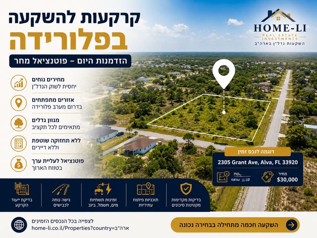 קרקעות להשקעה בפלורידה – מדריך למשקיע הישראלי בשנת 2026