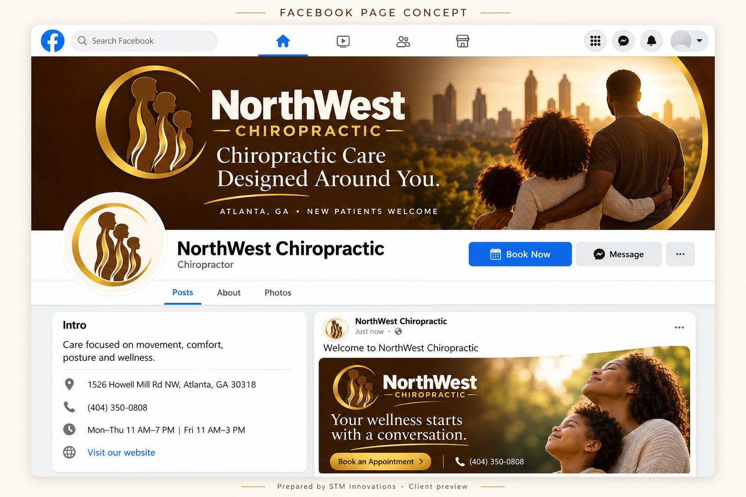 Facebook rebrand concept for NorthWest Chiropractic