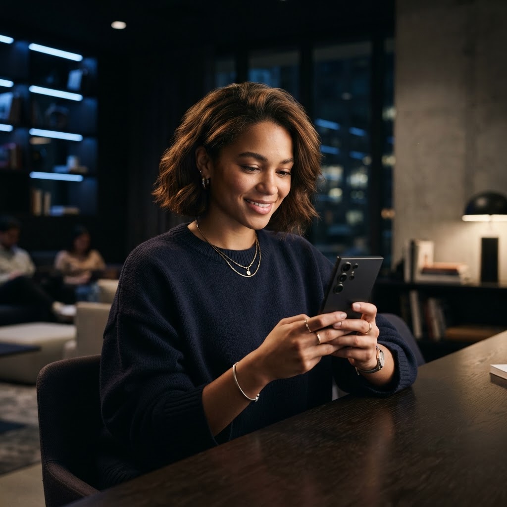 Student using a Samsung Galaxy device