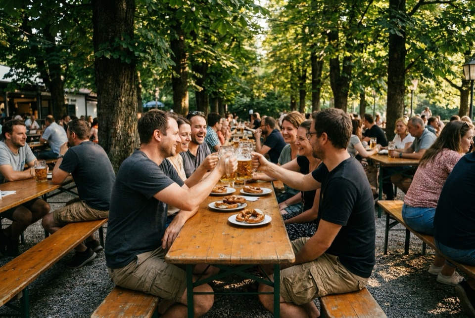 Biergarten: Draußen, wetterabhängig
