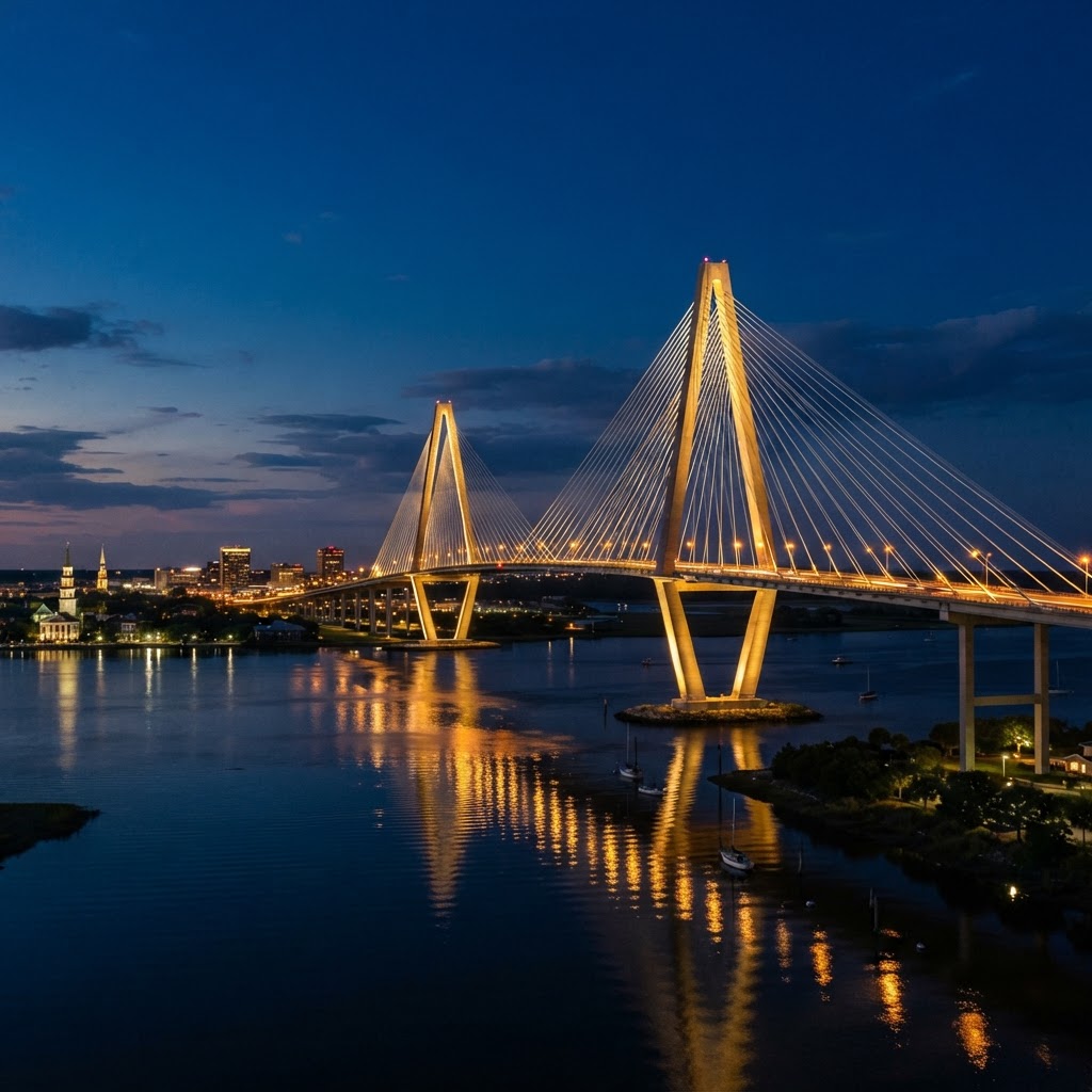 Charleston Harbor at twilight